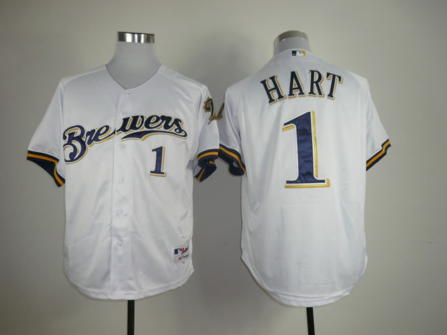 Men Milwaukee Brewers #1 Hart White MLB Jerseys->milwaukee brewers->MLB Jersey